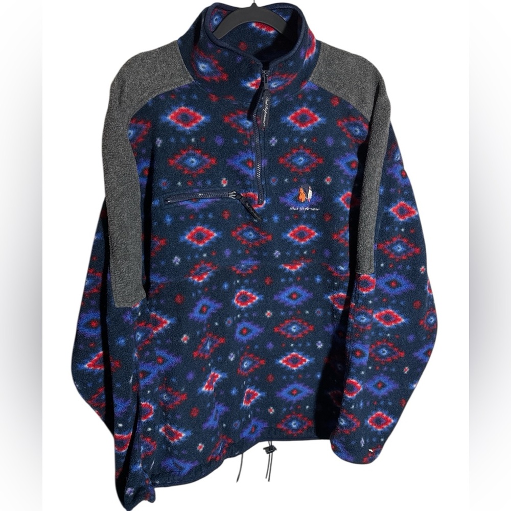Vintage Peak Performance man & nature 1/4 zip sweater size Large pattern design